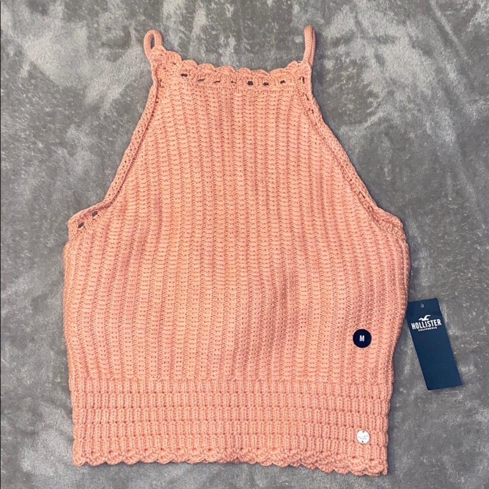peach hollister halter crop top